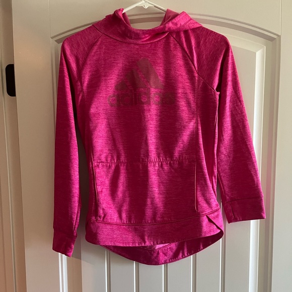 Adidas Pink Fleece Hoodie (Kids Size LG/14) - Picture 1 of 6